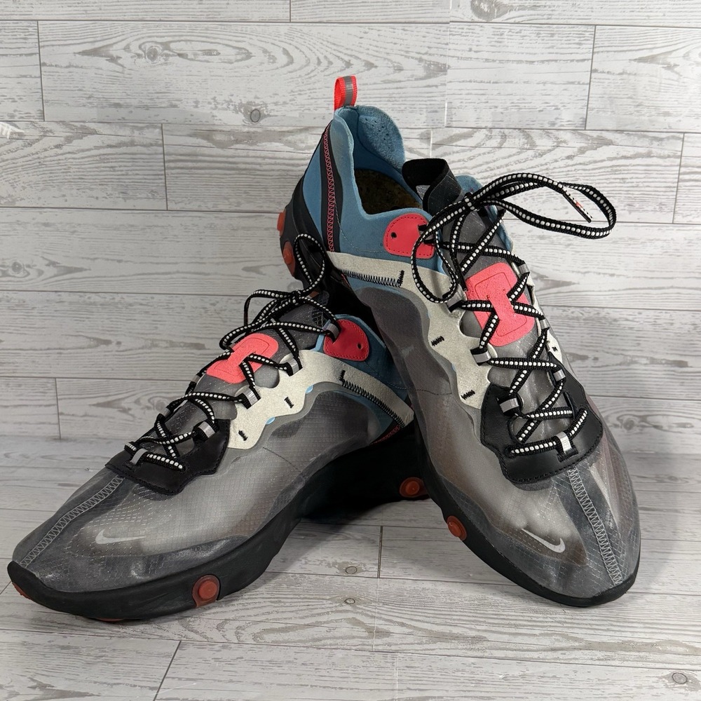 Nike React Element 87 Shoes Sz 15 Blue Chill Solar Red AQ1090-006 Translucent